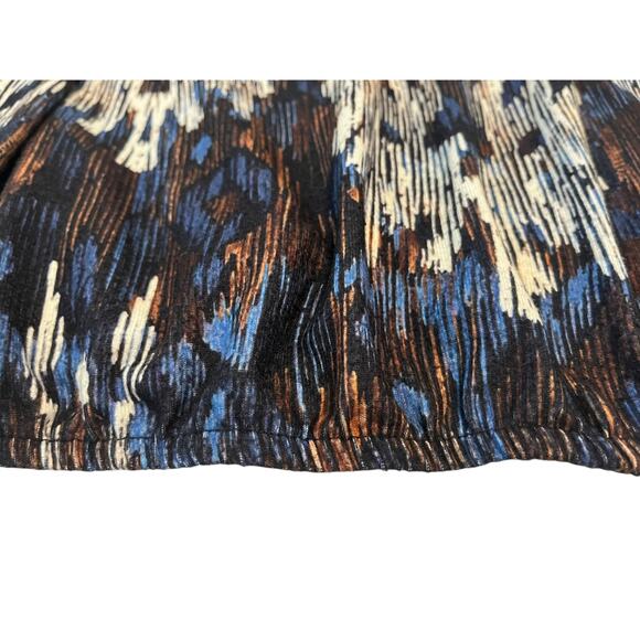 DREAMSTAR LONG SLEEVE V-NECK TOP, WOMENS, XL, NAVY BLUE BROWN WHITE ABSTRACT - Picture 9 of 11